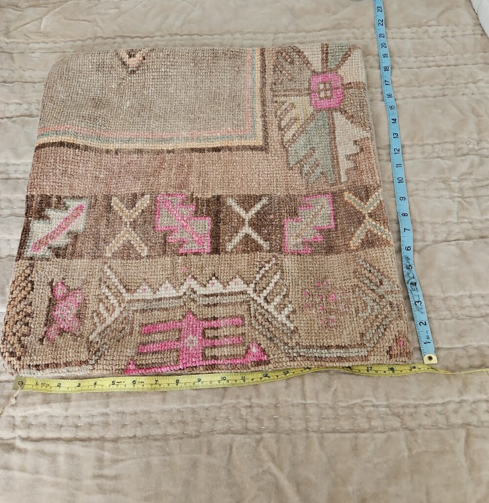 Handcrafted Southwestern Accent Throw Pillow Cover in Beige and Pink. Cover Onl - Picture 2 of 6